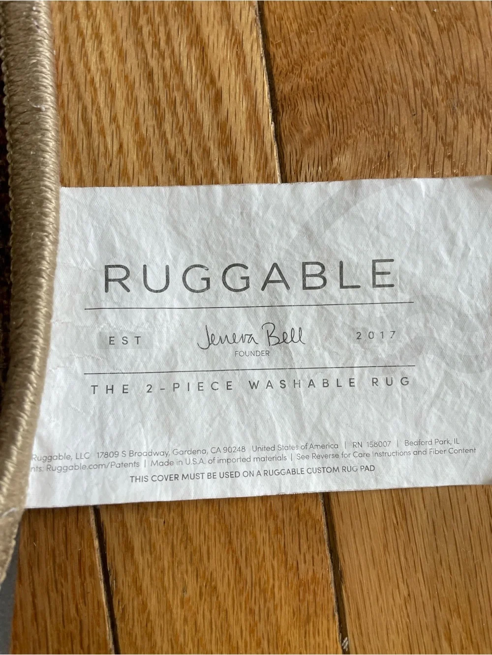 Ruggable Area Rug Cover-Rust Red Geometric